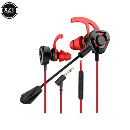 WYMECT Gaming In-Ear Headset med Mikrofon – 3,5mm Aktiv Brusreducering 120cm PUBG PS4 CSGO Telefon Surfplatta Laptop Svart Röd