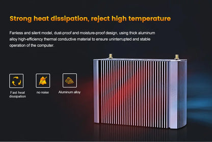 2026 FU02 Fanless AMD Mini Computer Ryzen 9 4950U 7 7730U 5825U 4700U Windows 11 Gaming PC Dual LAN Firewall 2*HDMI2.0 NVMe DDR4