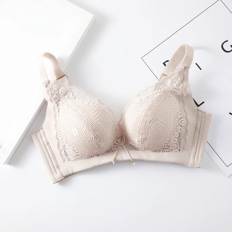 Push Up Bra for Women Sexy Floral Lace Bralette Wireless Soft Seamless Brassiere Cotton Comfortable Gathered Female Lingerie