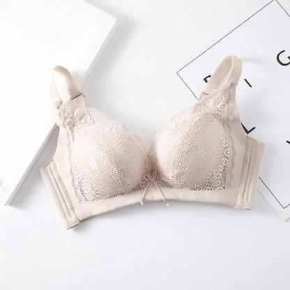 Push Up Bra for Women Sexy Floral Lace Bralette Wireless Soft Seamless Brassiere Cotton Comfortable Gathered Female Lingerie