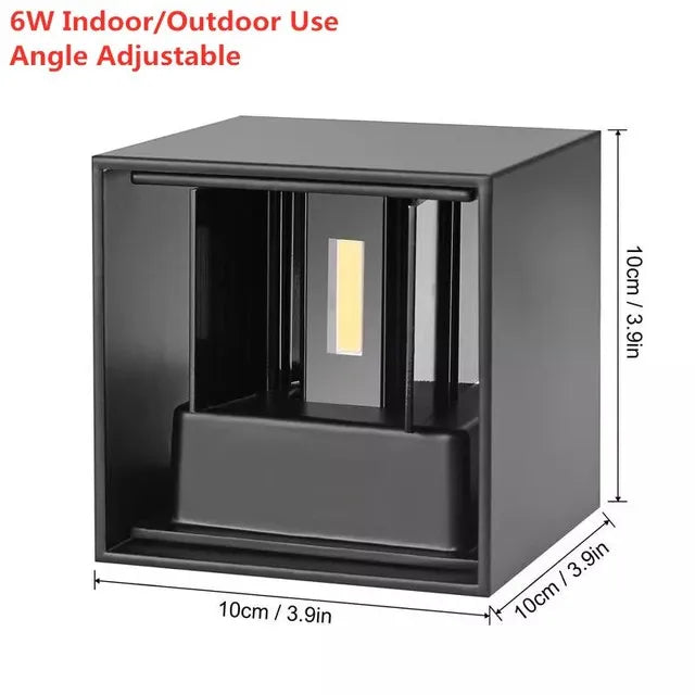 IP65 LED Kubvägglampa 6W/12W – Justerbar Vinkel, Inne & Ute, Aluminium, Varm/Kall/4000K