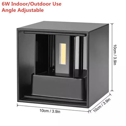 IP65 LED Kubvägglampa 6W/12W – Justerbar Vinkel, Inne & Ute, Aluminium, Varm/Kall/4000K