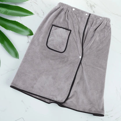 Men Wearable Bath Wrap Adjustable Snap Closure Coral Fleece Towel Highly Absorbent Drying for Bathroom Pool Beach Spa