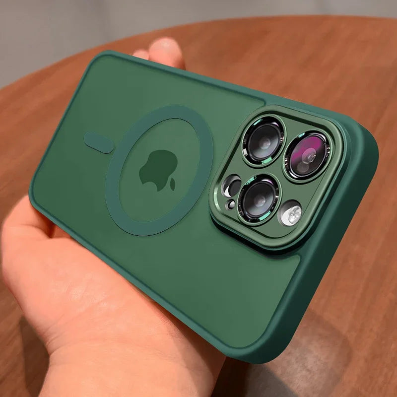 Magnetic Luxury Matte Translucent Armor Shockproof Case For iPhone 16 15 14 13 12 17 Pro Max For Magsafe Wireless Charge Cover