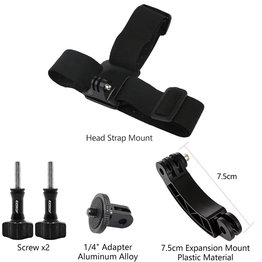 Action Camera Accessories Kit Head Strap Chest Strap Mount Adjustable Holder for GoPro Phone DJI Osmo SJCAM AKASO Insta360