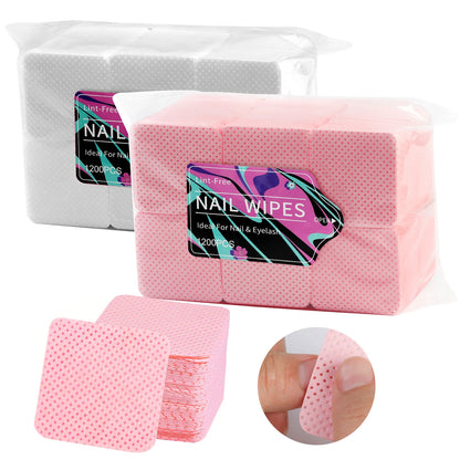 1200pcs Nail Polish Remover Wipes Nail Cleaning Pads Non Woven Nail Pads for Women Girl Beauty Salon Nail Art Tool