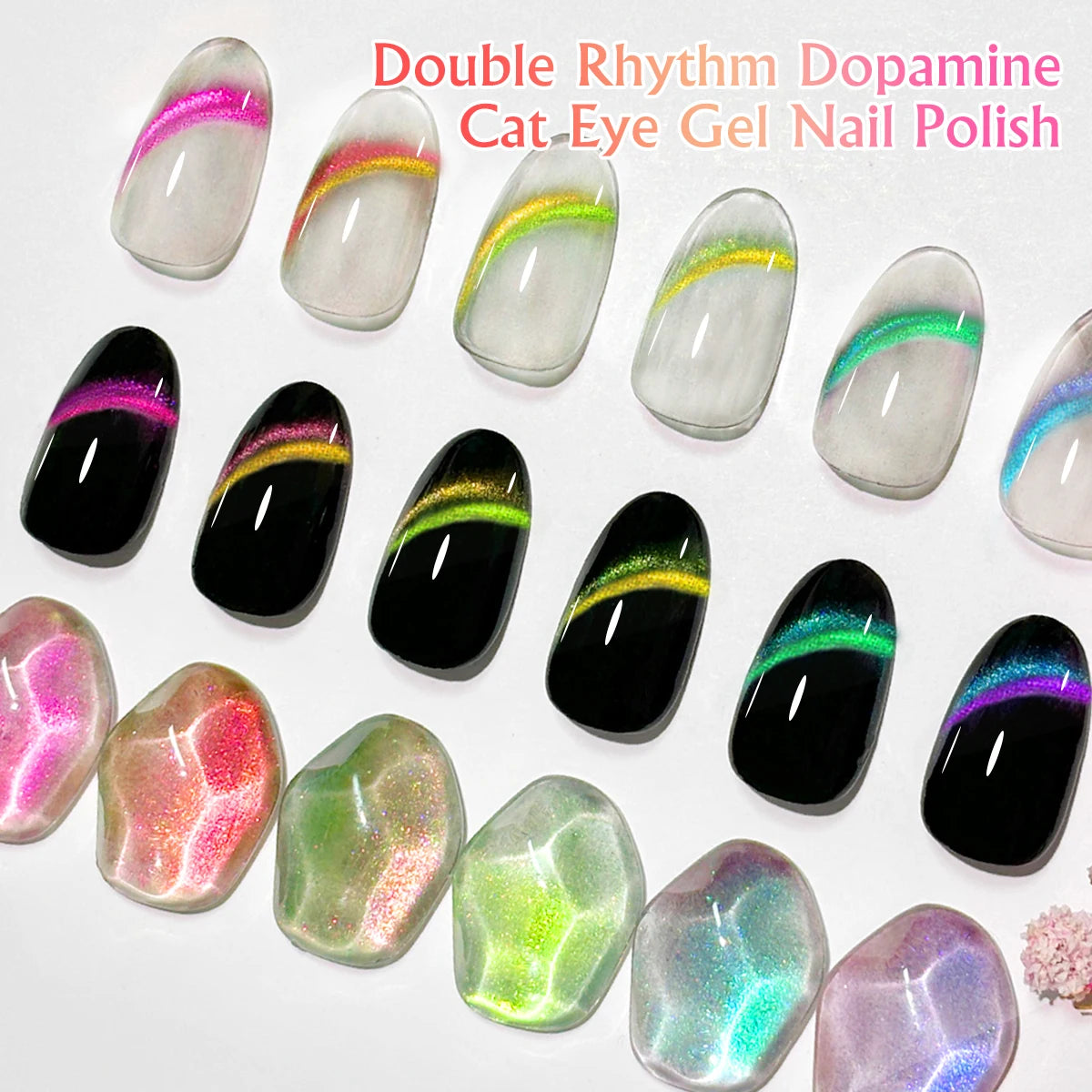 Heimat Frisch 7ml Single Bottle Double-Edge Cat Eye Gel Polish with Black Neon Polarized Chameleon Effect, Perfect for Party