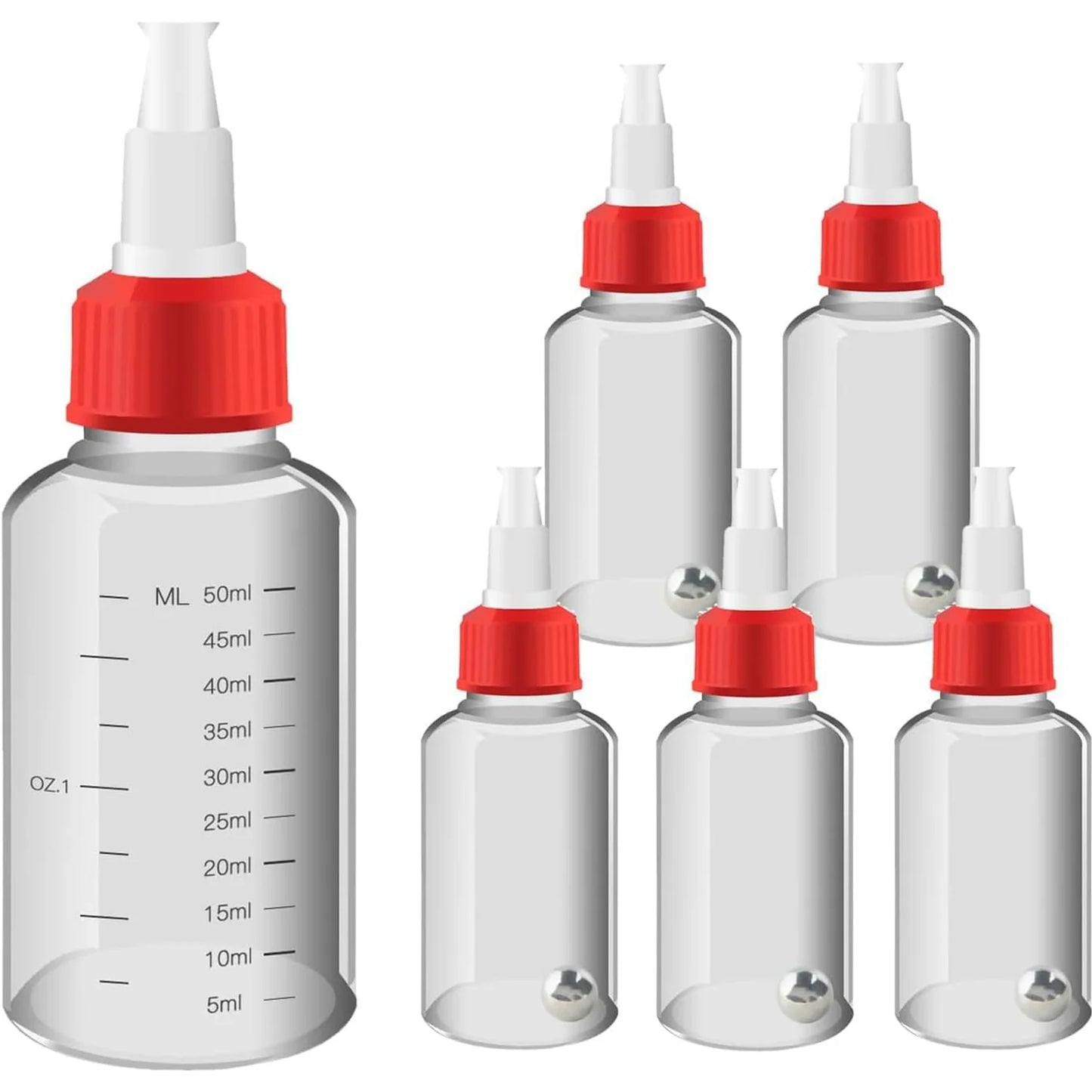 Joystar 6x 50ml Plastic Boston Squeeze Bottles,Empty Dispensing Bottles with Twist Top Cap,for Liquids, Inks, Oils and Crafts