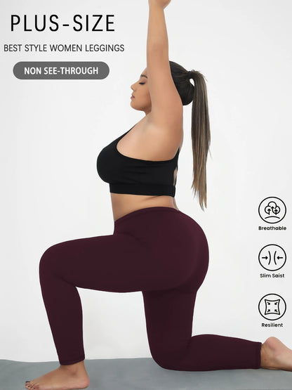 Plus Size Super Soft Sport Leggings For Women No See Through Workout Running Yoga Athletic Running Leggings