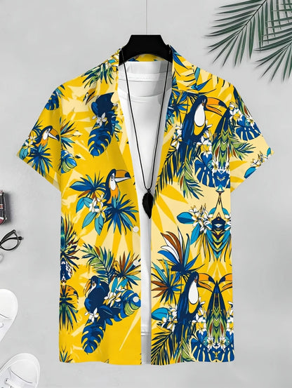 New Men's 3D Printed Hawaiian Shirt Loose Short-Sleeved Family Wear Parents and Children Shirts Beach Vacation Kids's Clothing