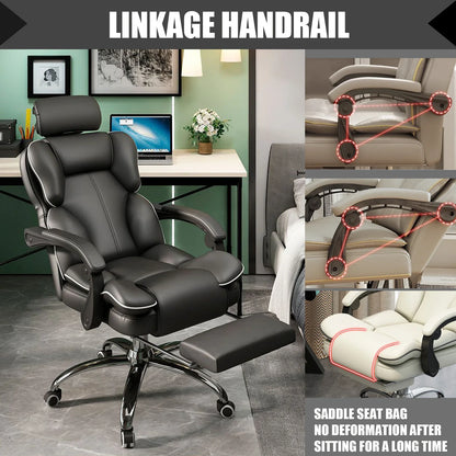 Ergonomic Office Chair High Back with Adjustable Lumbar Support Retractable Footrest Reclining Desk Chair for Home Or Office Use