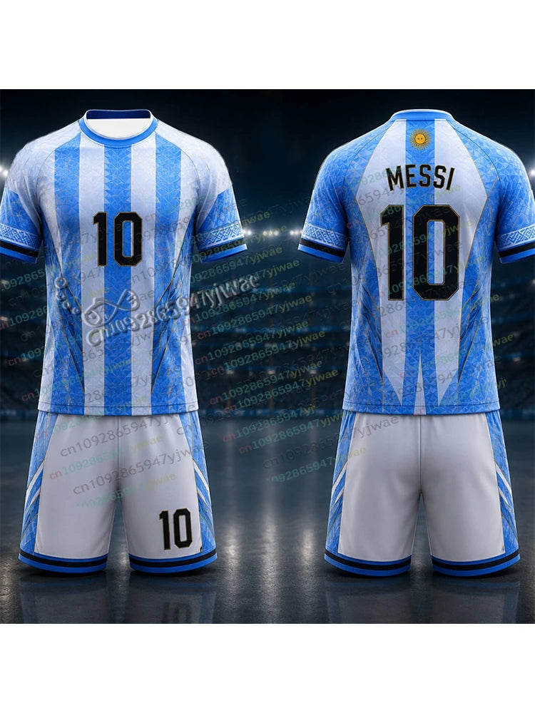 2026 Special Messi 10 Football Jersey Tee Shorts Set Women Men Harajuku Argentina Fans Shirt and Shorts Summer Kids 2 Piece Sets