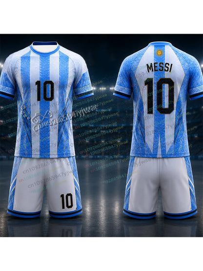 2026 Special Messi 10 Football Jersey Tee Shorts Set Women Men Harajuku Argentina Fans Shirt and Shorts Summer Kids 2 Piece Sets