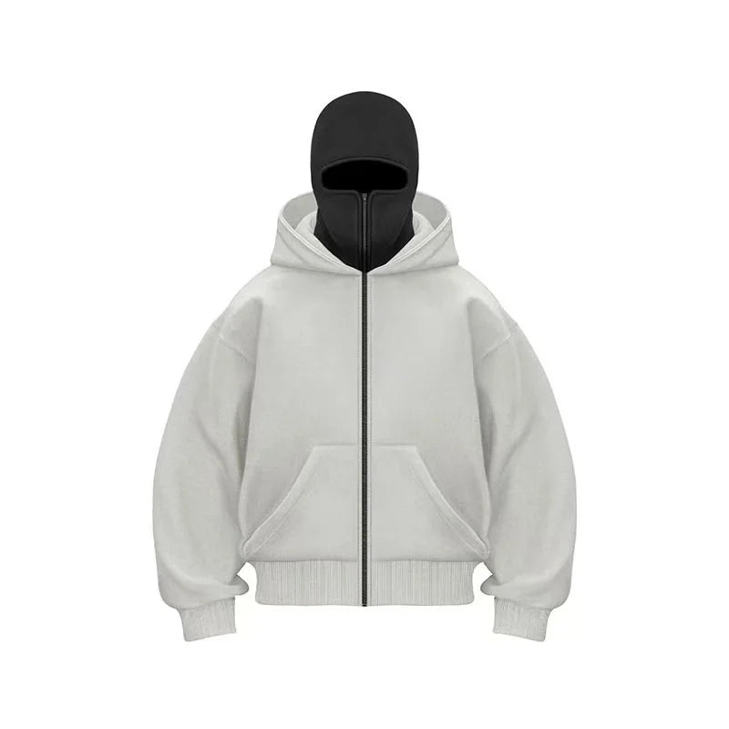 Hoodie Dubbelhuva & Ninja-mask Eget Tryck – Dragkedja | Reklamkläder & Profilprodukter