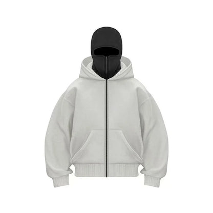 Hoodie Dubbelhuva & Ninja-mask Eget Tryck – Dragkedja | Reklamkläder & Profilprodukter