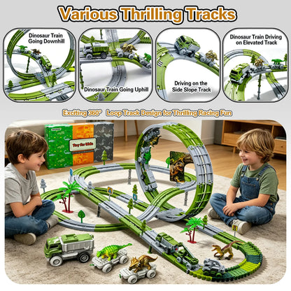 DIY Dinosauriebilbana Byggsats – Bygg Eget Spår Dinosauriebilar & Tåg Pedagogisk Lek Barn 4–6 År 2026