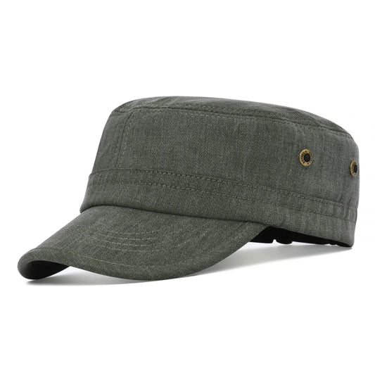 Armékeps i bomullstwill – justerbar militärkeps med platt kulle, unisex