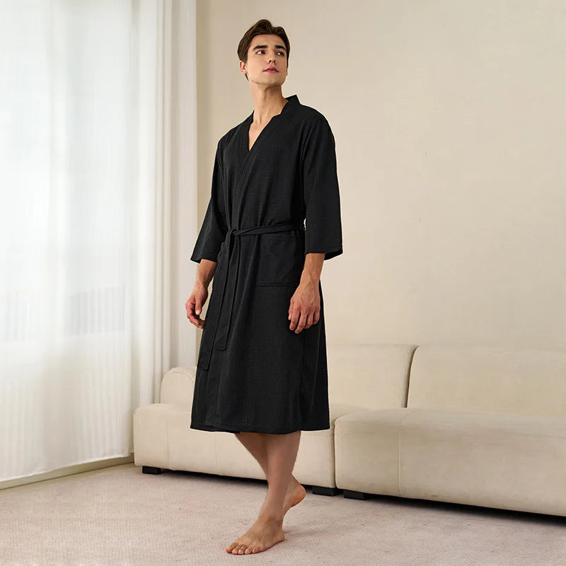 Unisex Kimono Badrock Lång – Lätt Mjuk Sommar & Höst Loungewear, 17 Färger M–3XL