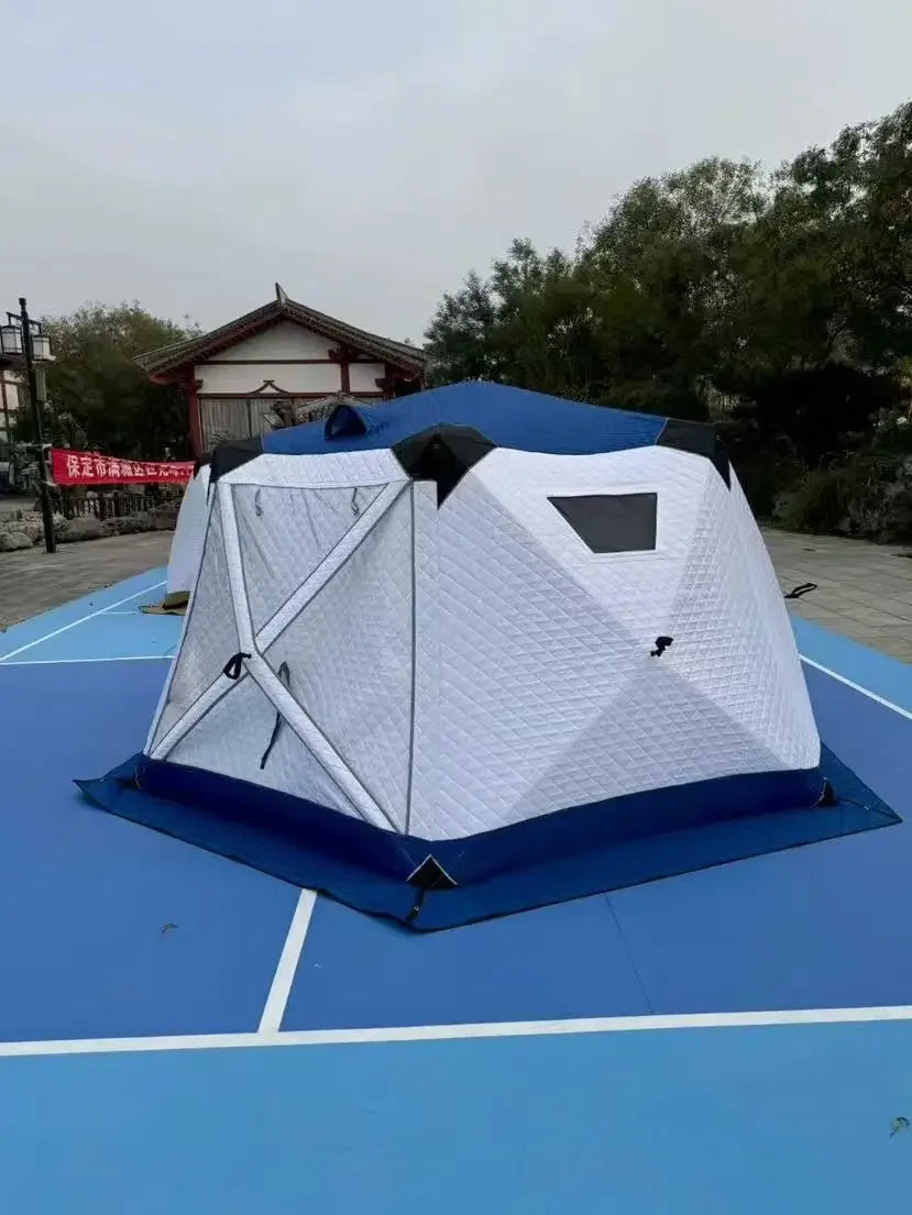 Fully Automatic Winter Ice Fishing Tent with Chimney Hole, Transparent Window, Quick Opening, Portable