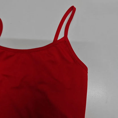 Summer New Simple Solid Color Strap Women's Fashion Versatile and Sexy Bareback Camisole With Adjustable Shoulder Straps Tops