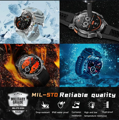 2026 New Men's GPS Outdoor Sports Smart Watch AMOLED Screen NFC Flashlight Heart Rate Monitor Waterproof Bluetooth Call 1000mAh