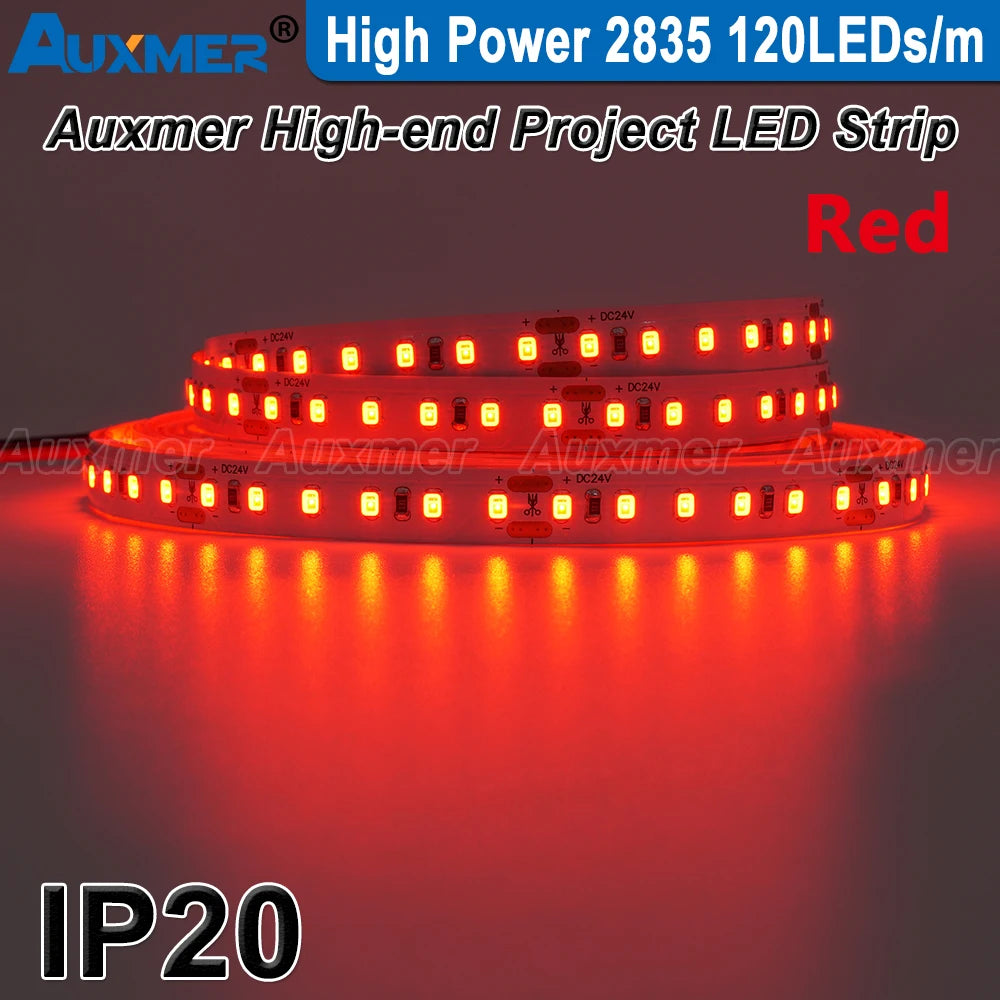 High Power 2835 LED Strip Lights,Mono Color,120LEDs/m 240LEDs/m,CRI＞95/90,3SDCM,Super Bright Flex LED DC12/24V,5m/reel,IP20