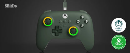 8BitDo Ultimate C Kabelansluten Xbox Handkontroll – Hall Effect GuliKit RGB Fire Ring USB Xbox Series X|S/One/PC Windows 10/11