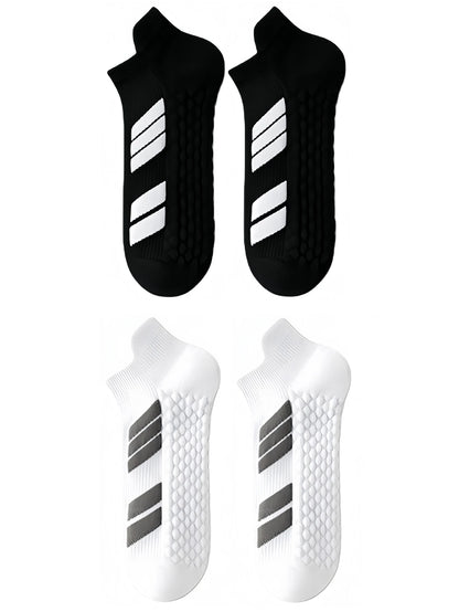 10Pairs Black Low Cut Sports Socks Unisex Breathable Sweat Absorbing Running Basketball Leisure Towel Bottom Socks for Men And W