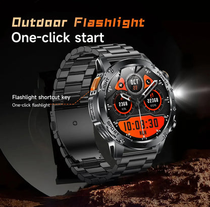 2026 New Men's GPS Outdoor Sports Smart Watch AMOLED Screen NFC Flashlight Heart Rate Monitor Waterproof Bluetooth Call 1000mAh