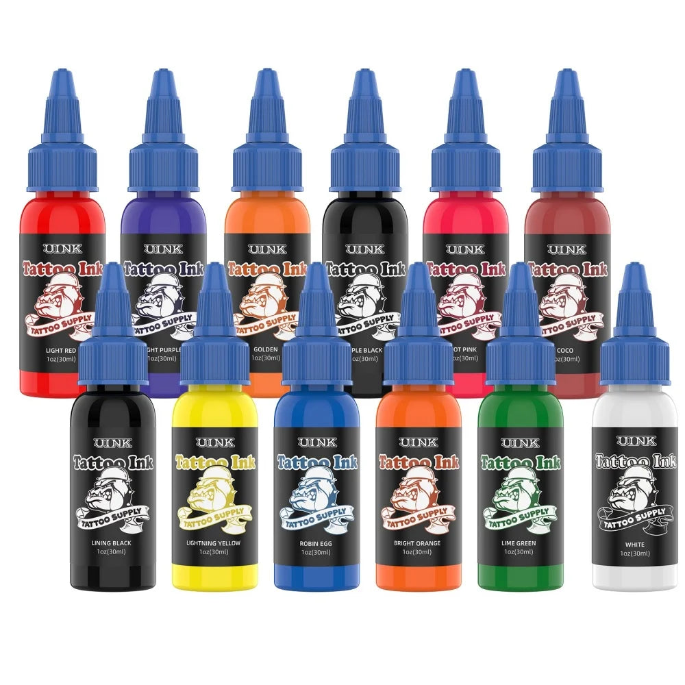 DQFART UINK 30ml 12Pcs/Set Safe Tattoo Ink High-quality Long-lasting Professional Artists Body Art Creative Designs Beginner