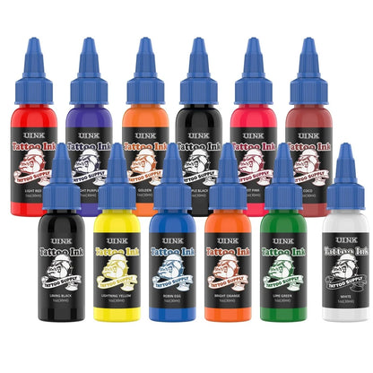 DQFART UINK 30ml 12Pcs/Set Safe Tattoo Ink High-quality Long-lasting Professional Artists Body Art Creative Designs Beginner