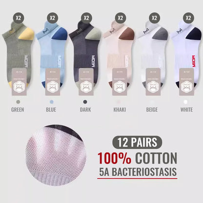 MiiOW Herr Ankelstrumpor 100% Bomull – 6- eller 12-pack, Deodorant, Antibakteriell, Hälskydd
