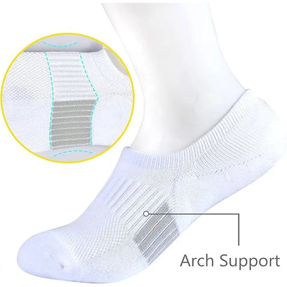 1/10 Pairs Women Breathable Mesh Invisible Ankle Socks Summer Lightweight Breathable Solid Color Cushioned Sports Leisure Socks