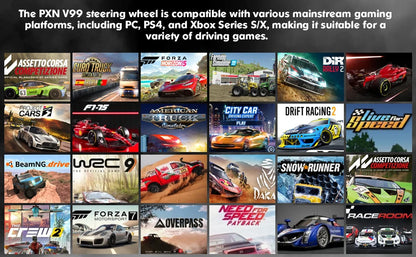 PXN V99 PC Racing Wheel Real Force Feedback Steering Wheel with Pedals Shifter Detachable 270/900 Degree Gaming Wheel