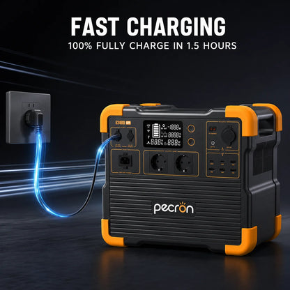 Pecron E2400 LFP 2400W Portable Power Station 2048Wh LiFePO4 Solar Generator with UPS Expandable to 8192Wh 1.6H Fast Charge 800W Solar Input for Home Emergency Camping RV Off-Grid