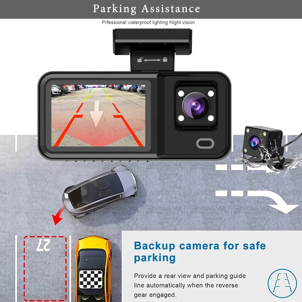 WIFI 3 Camera Dash Cam Cabin Car Dvr 1080P Interior Vehicle Three Way Channel Dvrs Recorder Video Registrator Dashcam Camcorder