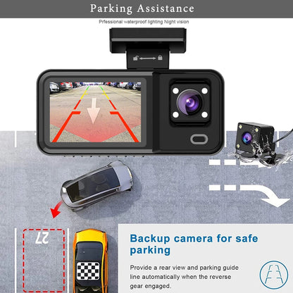 WIFI 3 Camera Dash Cam Cabin Car Dvr 1080P Interior Vehicle Three Way Channel Dvrs Recorder Video Registrator Dashcam Camcorder