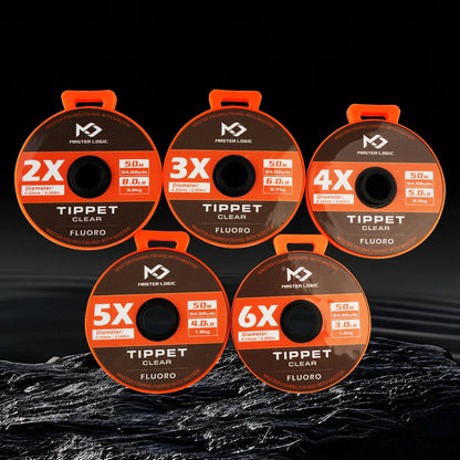 MASTER LOGIC Fluorokarbon Tippetlina 5-pack – 2X 3X 4X 5X 6X Flugfiske 30M & 50M