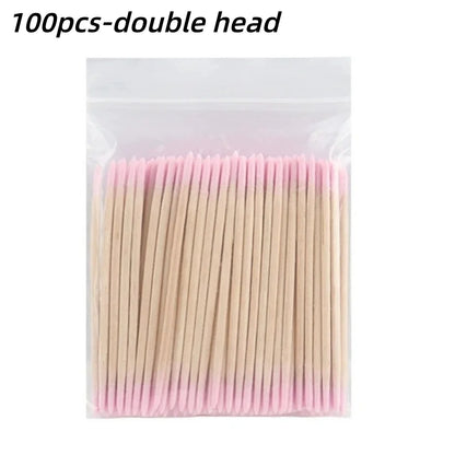 100/300/500 Nails Wooden Tip Cotton Stick Buds Disposable Ultra-Detail Corrector Nail Polish Remover Clean Sticks Manicure Tools