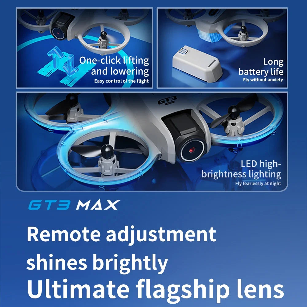 GT3 MAX Mini Drone 5G 8K GPS HD Aerial Photography Dual Cameras Quadcopter with Dynamic Lighting Optical Flow UAV Toys Gifts