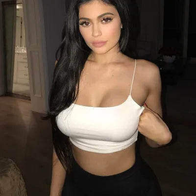 Svart halter crop top för dam