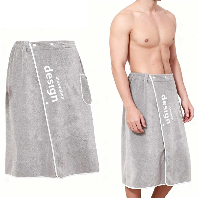 Wearable Men Bath Towel Soft Microfiber Bathrobe With Magic Pocket For Adults Gym Beach Sauna Spa Swimming Running Towel