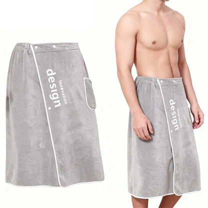 Wearable Men Bath Towel Soft Microfiber Bathrobe With Magic Pocket For Adults Gym Beach Sauna Spa Swimming Running Towel