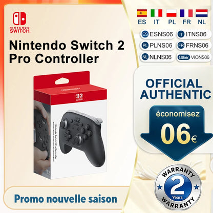 Nintendo Switch 2 Pro Controller – Trådlös, HD Rumble 2, GL/GR-knappar, Amiibo, GameChat, USB-C, Vit