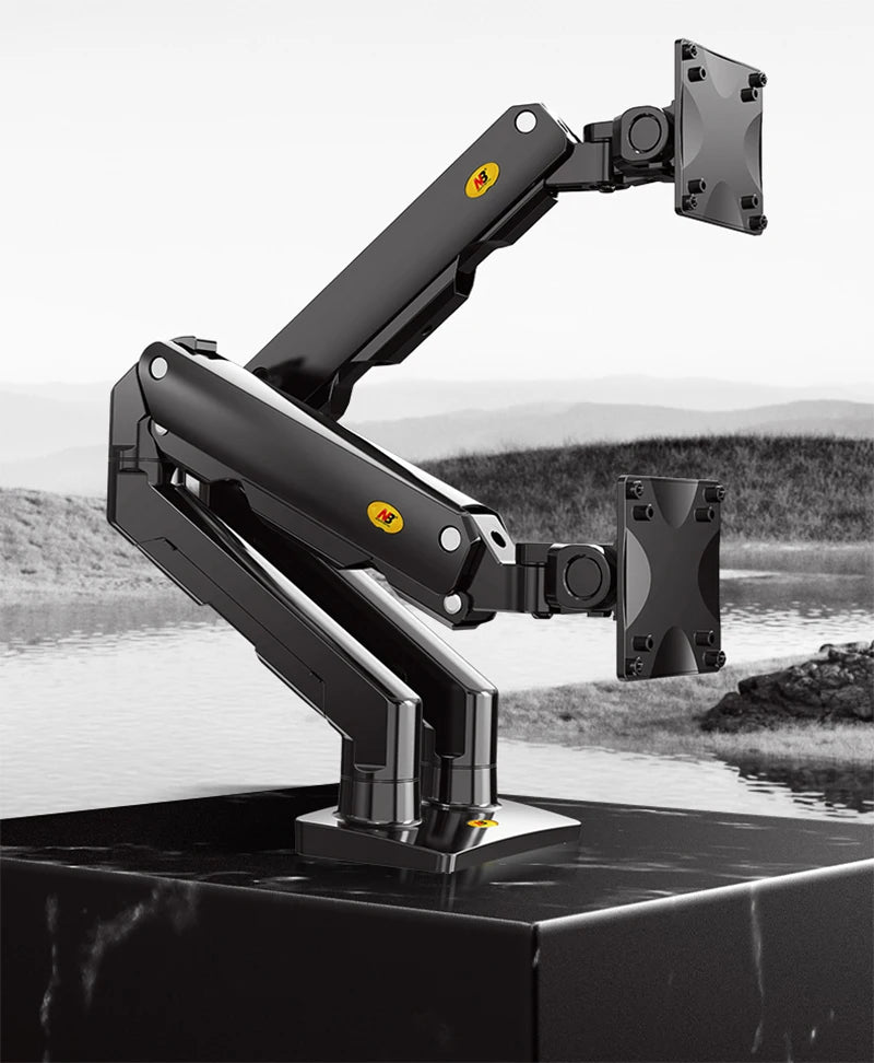 NB G55 Mechanical Spring Arm 27-34 Inch Dual Arc Screen Desktop Monitor Holder 5-16kgs Ultra Wide Monitor Mount with USB Port