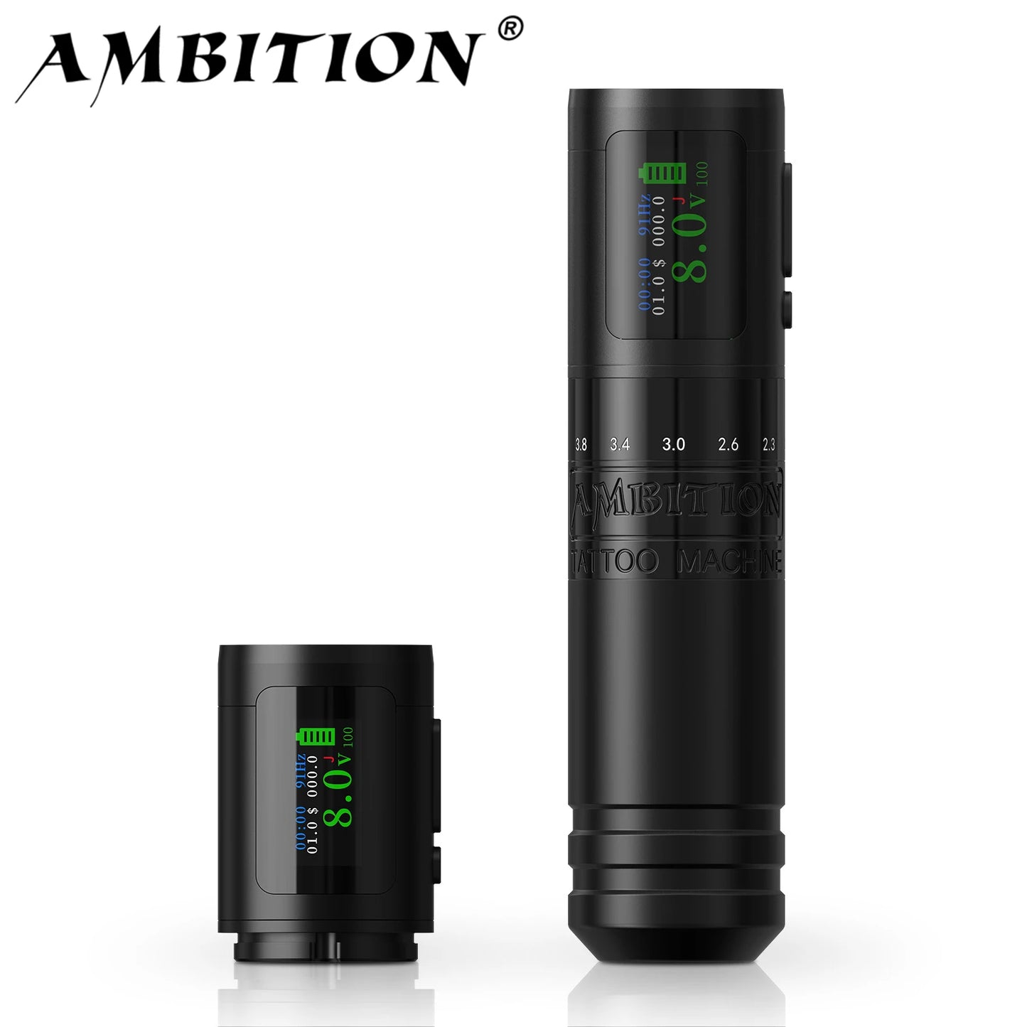 Ambition C1 Adjustable 7 Strokes 2.0-4.2mm Wireless Tattoo Machine Coreless Motor Billing Battery 1900mAh For Tattoo Body Artist