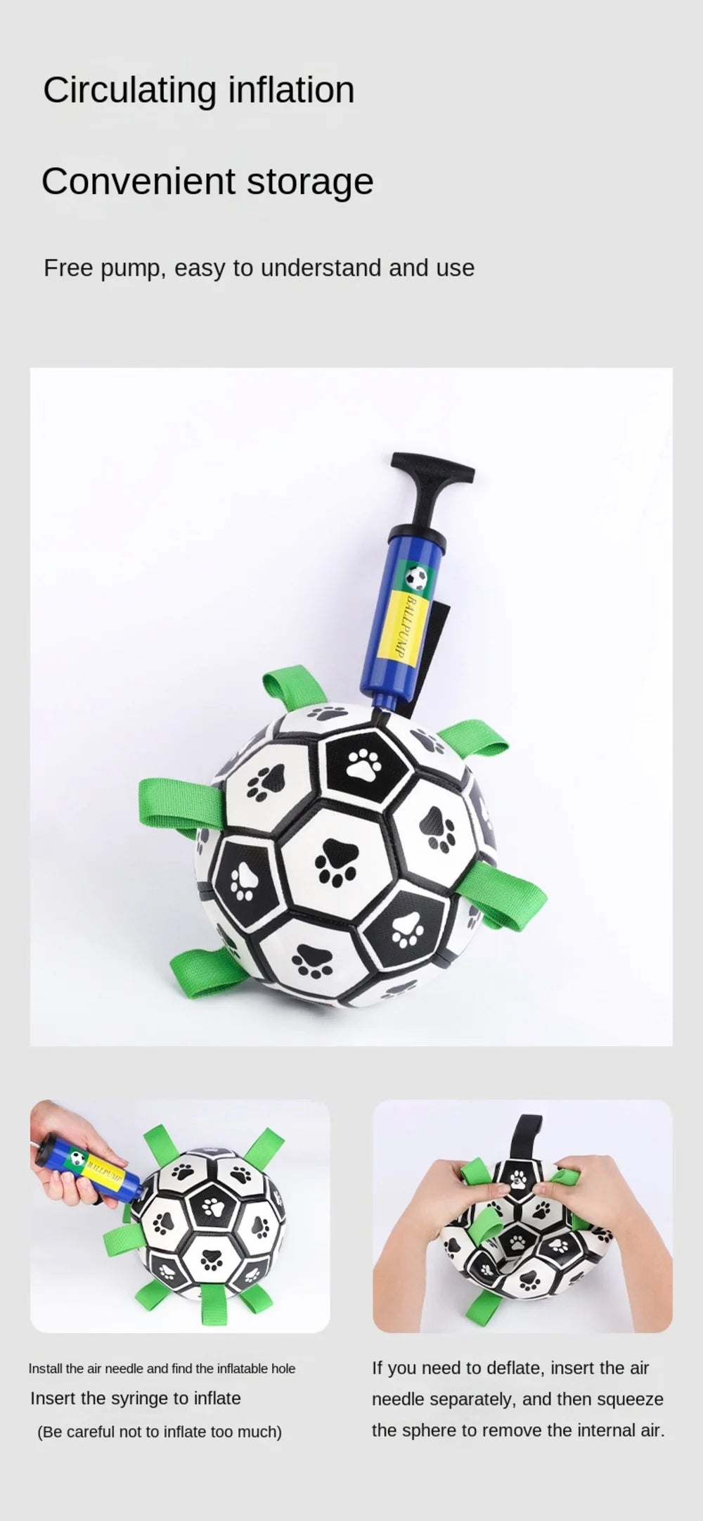 Dog Interactive Pull Football Toys with Grab Tabs Outdoor Training Balls Dog Sport Bite Chew Teething Ball Pet Supplies