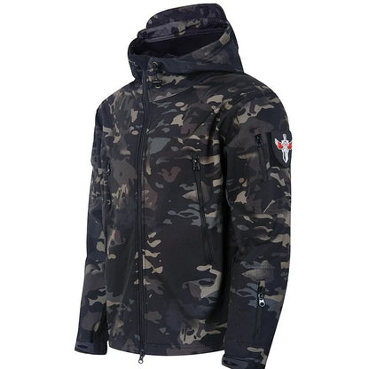 Men's Tactical Soft Shell Jacket Military Windproof Waterproof Hooded Outdoor Jacket Warm Bomber Coat for Hunting Hiking Camping