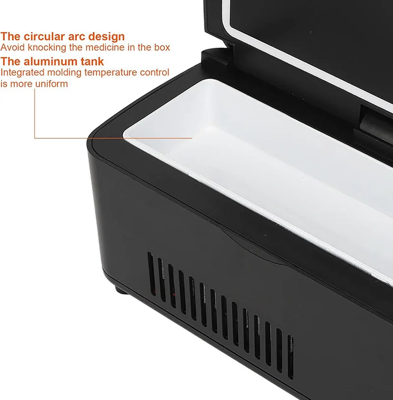 Bärbar Insulinkylare & Medicinkylskåp – LCD-skärm, Batteridriven
