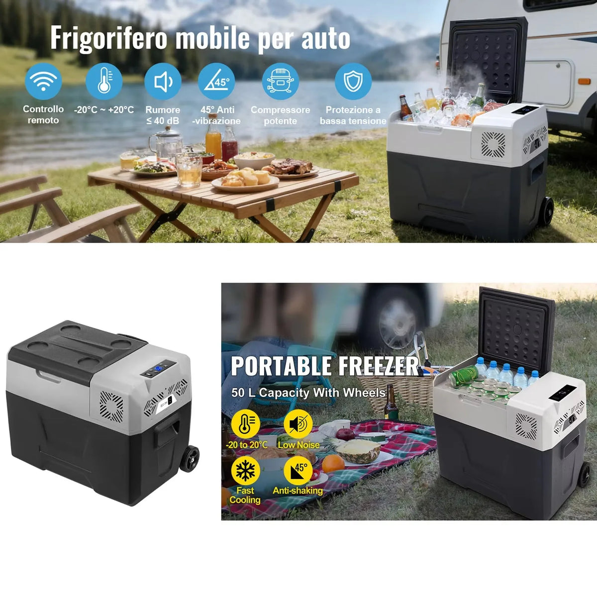 Portabelt kompressorkylskåp för bil och camping – 15–55 liter